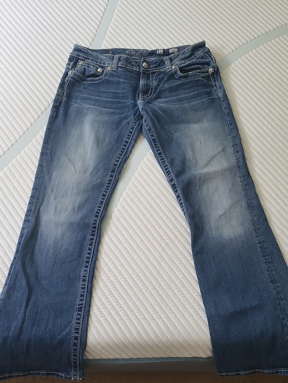 Miss Me Blue Flared Distressed Jeans